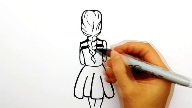 Как нарисовать красивую девушку в платье. Рисуем девушку простым способом. Рисунки для срисовки #51 смотреть онлайн