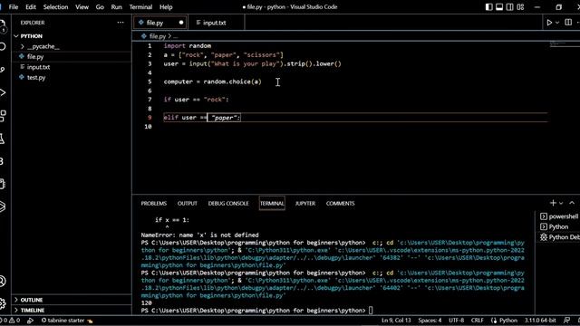 Day 9 | Rock, Paper, Scissors | #python #crashcourse смотреть онлайн
