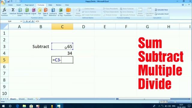 How to Sum, Subtract, Multiple and Divide in MS-Excel in Hindi смотреть онлайн
