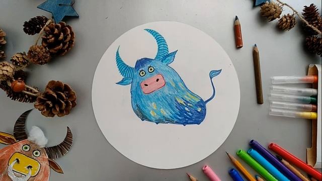 Как нарисовать быка? Урок рисования для детей! смотреть онлайн
