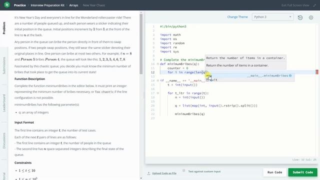 HackerRank Problem Solution || New Year Chaos || Minimum Bribe || Python смотреть онлайн