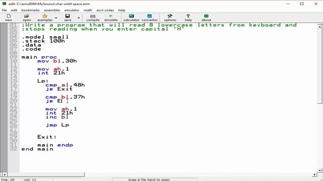Read 8 Lowercase Letter Until Enter Capital 'H' (Loop) - Assembly Language Bangla Tutorial смотреть онлайн