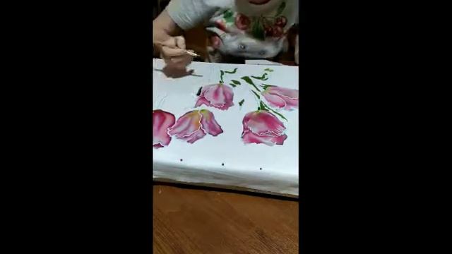 Панно "Тюльпаны" в технике холодный батик смотреть онлайн