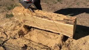 Продольный Распил Бревна Акации обычной поперечной цепью  Бензопилой Daewoo Power DACS 5820 XT