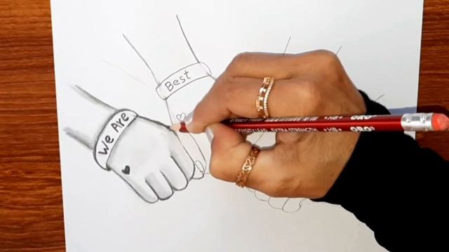 Four Best Friends Drawing | BFF Drawing Easy Step by Step | Friendship Day Special Drawing смотреть онлайн