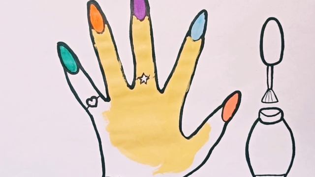 How to draw a finger with rainbow colors for children .How to draw nails.Как рисовать ногти.??️? смотреть онлайн