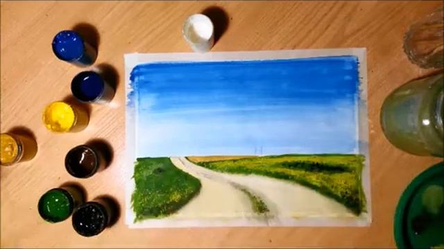 Рисунки гуашью поэтапно для начинающих видео уроки. Дорога смотреть онлайн