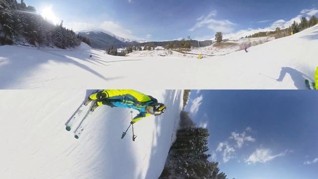 видео 360 градусов ГК Архыз горные лыжи спуск по южной трассе - открытие сезона 2019 декабрь