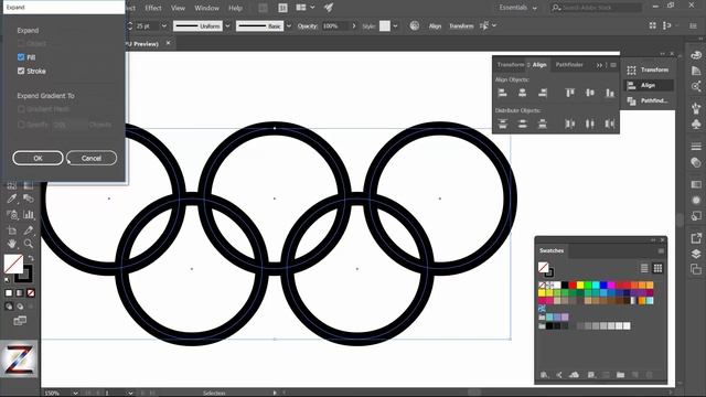 illustrator olympic rings tutorial | How to easily make olympic rings in illustrator. смотреть онлайн