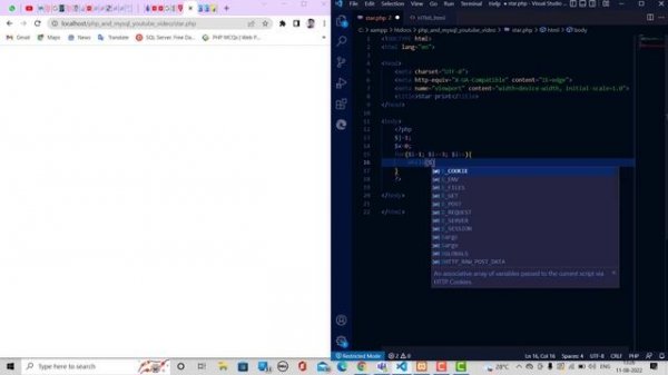 PHP Number Pattern in php - Part 12 #star #php #phpproject #technologyonvikash #number