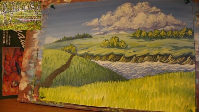 Как нарисовать пейзаж гуашью / speedpaint смотреть онлайн