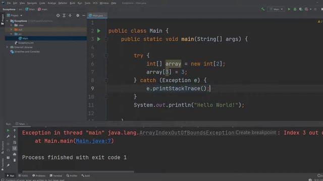 Java Beginner Course #23: Exceptions and exception handling смотреть онлайн