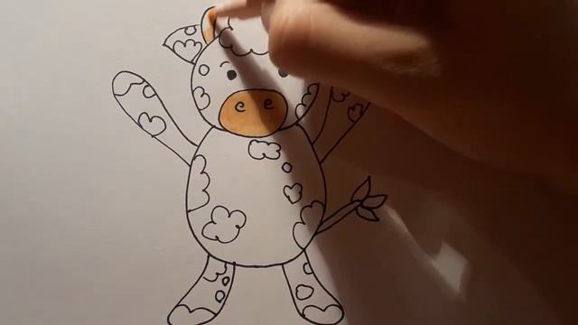 Рисуем корову с ребенком. Как нарисовать быка. Видео для детей. Рисуем и раскрашиваем. смотреть онлайн