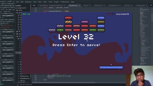 Assignment 2 Breakout update CS50 Game Development смотреть онлайн