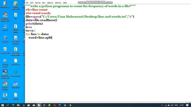 python Programme to count the frequency of words in a file смотреть онлайн