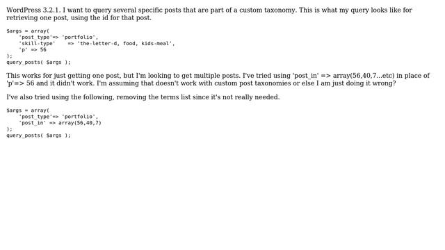 Wordpress: How do I query multiple specific posts from a custom taxonomy? смотреть онлайн