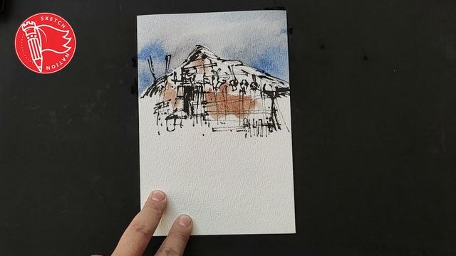 Urban Sketching Chin Traditional Hut / Loose Style Sketching / Postcard Size смотреть онлайн