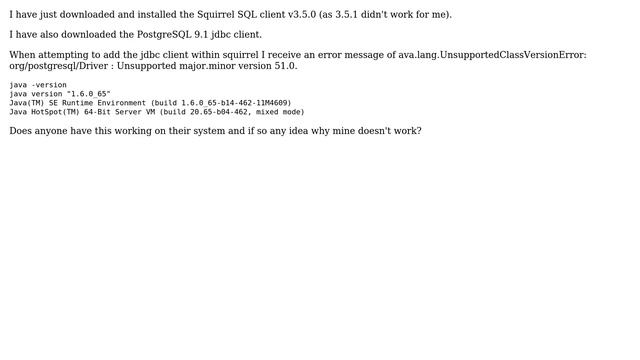 OS X Mavericks / Squirrel SQL Client / PostgreSQL 9.1 смотреть онлайн