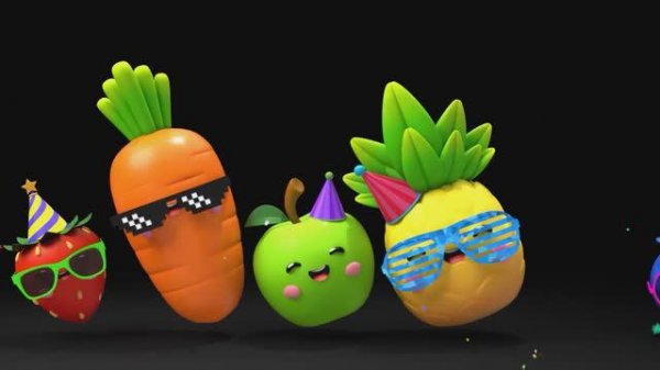 DANCING FRUIT in the BUBBLES PARTY Sensory Video