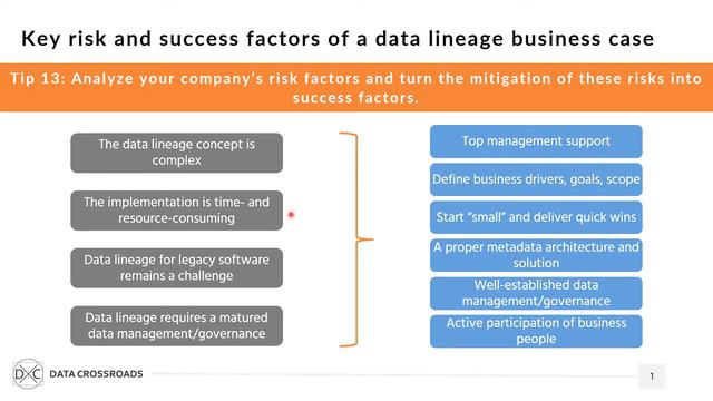 Risk and success factors for a data lineage business case смотреть онлайн