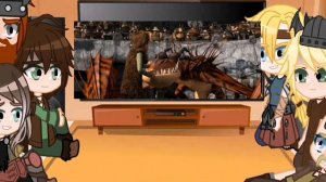 Реакция персонажей из "Как приручить дракона на ||Беззубик спасает Икинга||"