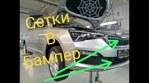 NEW Skoda Rapid установка защитных  сеток в передний бампер. Skoda Rapid снятие переднего бампера.
