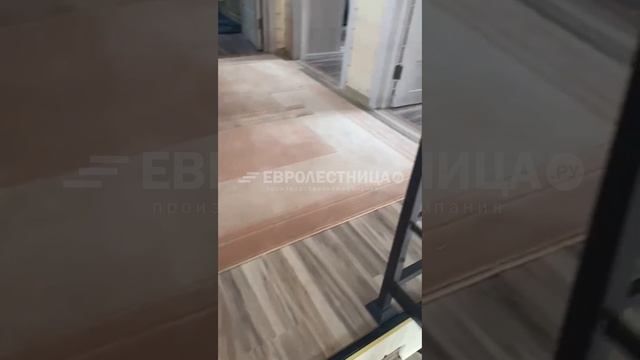 Лестница (Евролестница) с поворотными ступенями с поворотом на 180 градусов и перилами в стиле лофт смотреть онлайн