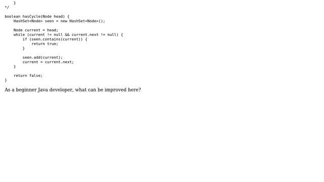 Code Review: Detecting a cycle in a linked list using Java смотреть онлайн