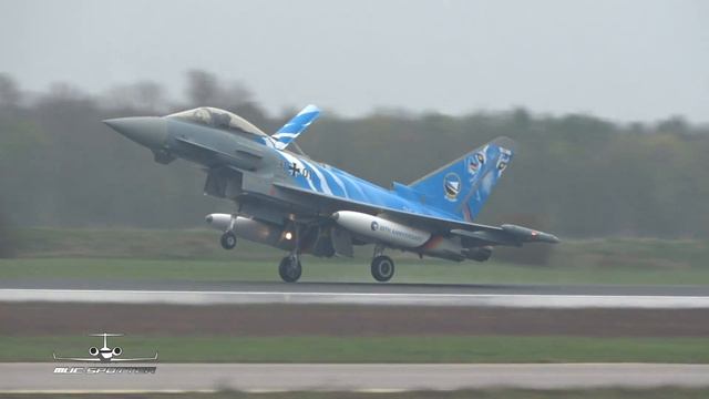 (4K) 3 Eurofighter Typhoon German Air Force Luftwaffe arrival at Neuburg Donau Airbase ETSN смотреть онлайн