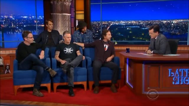 Pearl Jam Interview with Stephen Colbert on The Late Show 2015 смотреть онлайн