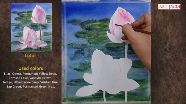 Flower painting Watercolor lecture | If you keep this, you can draw easily!! | Lotus [ART JACK] смотреть онлайн