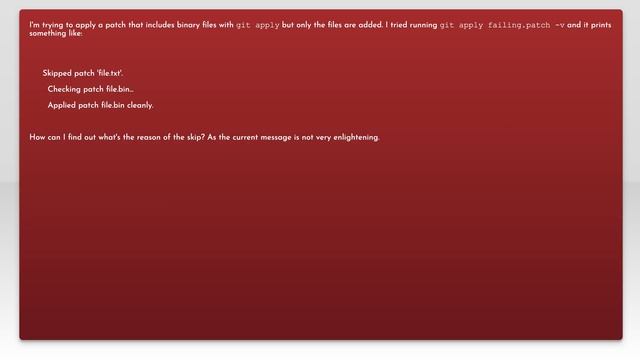 Git apply skips patches смотреть онлайн