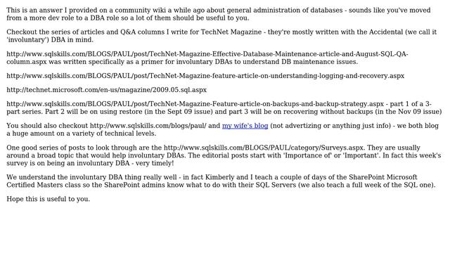 DevOps & SysAdmins: Sources of information on administering large SQL Server Databases? смотреть онлайн