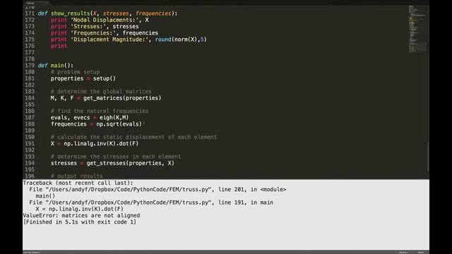 Bar Finite Element - Coding the Truss Solution - Part 3 of 3 - (Debug & Run) смотреть онлайн