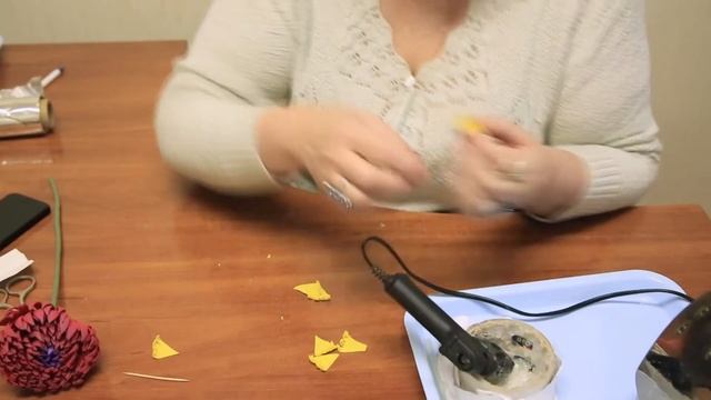 Фоамиран. Мастер класс.Георгин Корнель. Своими руками. смотреть онлайн