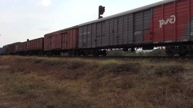 РЖД ТЕПЛОВОЗ 2ТЭ116-1424 С ГРУЗОВЫМ ПОЕЗДОМ С ПРЕВЕТЛИВЫМ МАШИНИСТОМ смотреть онлайн