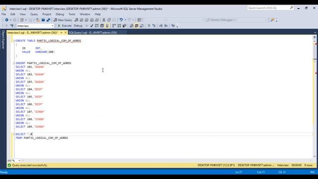SQL Server | Logical combination of word in sql server | Sql Server Interview Part 32 смотреть онлайн