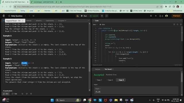 1441. Build an Array With Stack Operations #leetcode #javainterviewquestions #googleinterview #stac смотреть онлайн