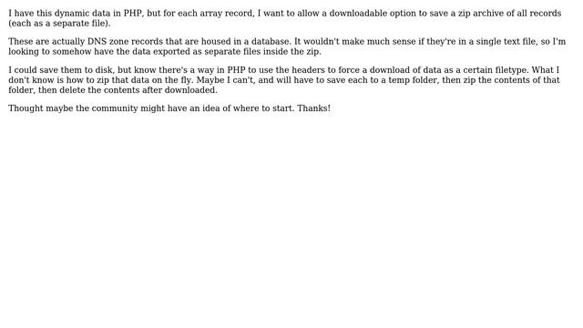 Software Engineering: Take dynamic PHP array, package up as separate files inside a single zip file смотреть онлайн