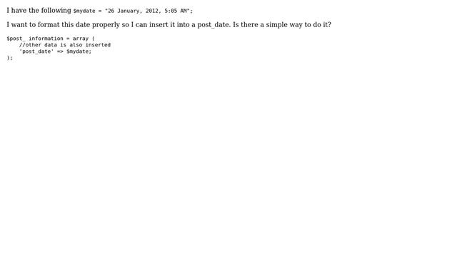 Wordpress: Format Date for Manual Insertion into post смотреть онлайн