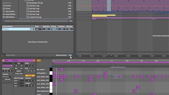 Как оживить барабаны в Ableton Live 10 | Groove Pool смотреть онлайн