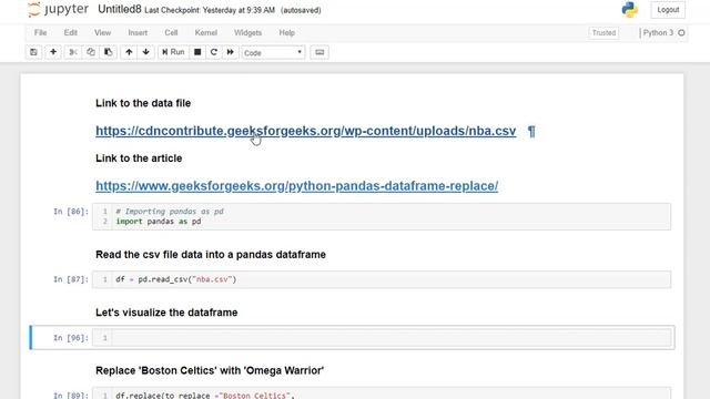 Python | Pandas dataframe.replace() | GeeksforGeeks смотреть онлайн
