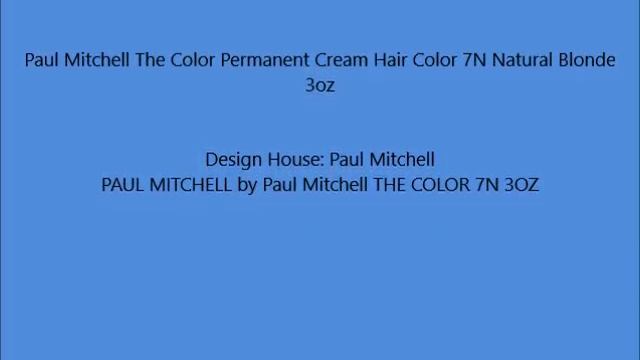 Paul Mitchell The Color Permanent Cream Hair Color 7N Natural Blonde 3oz