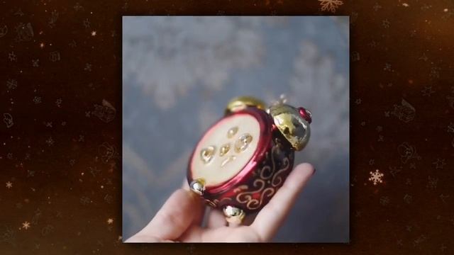 Елочная игрушка ручной работы "Будильник с узором" смотреть онлайн