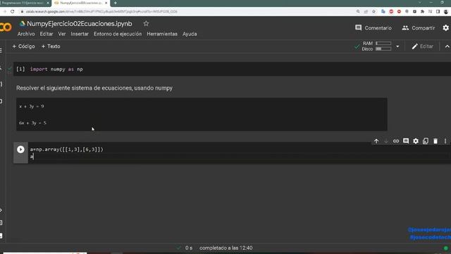 12 Ecuaciones lineales con Numpy смотреть онлайн