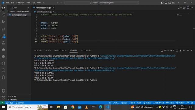 Format Specifiers in Python | Python format specifiers#100daysofpython #pythonprogramming смотреть онлайн