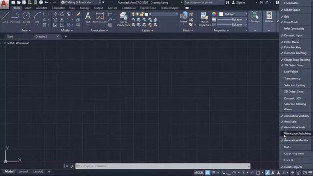 AutoCAD 2020 UI workspace смотреть онлайн