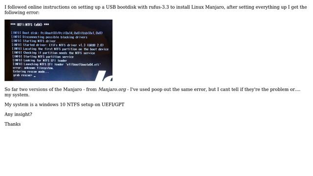 Unix & Linux: USB Boot On NTFS System, Grub Error: Unknown Filesystem