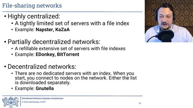 Peer-to-peer systems (Distributed Software Systems Architecture. 03.06.2020) смотреть онлайн