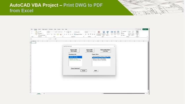 How to Automatically Back Plot DWG to PDF from Excel (VBA 05) смотреть онлайн
